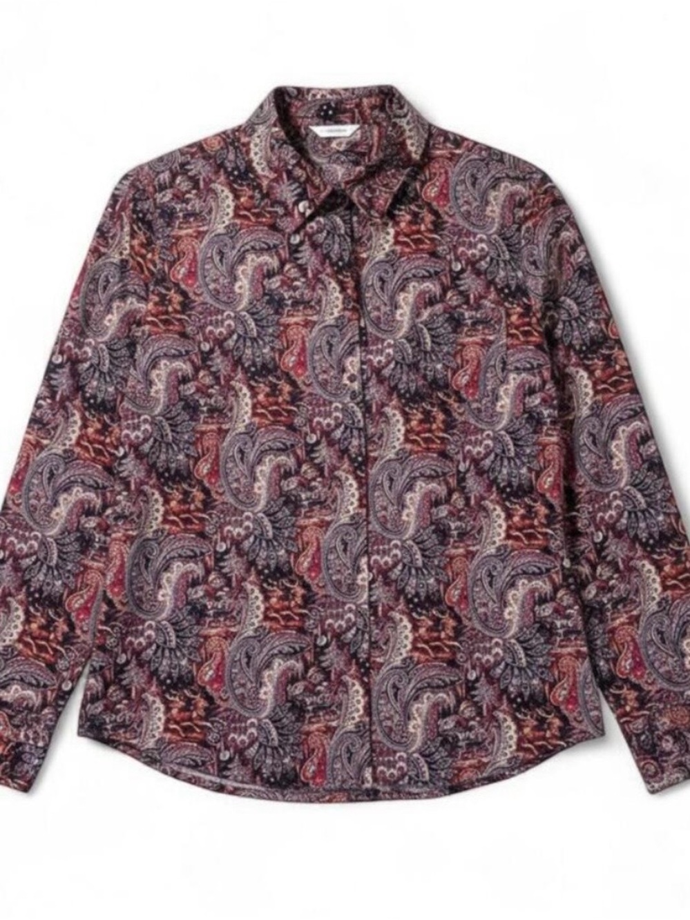 Talbots Santa Claus Paisley Button Red Shirt Womens Large
